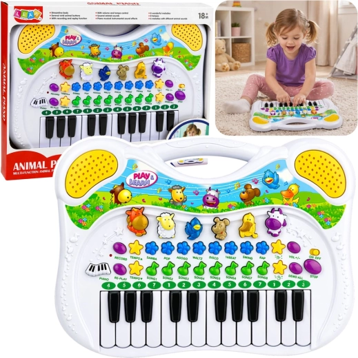 Pian electronic educativ interactiv pentru copii, cu sunete de animale și melodii