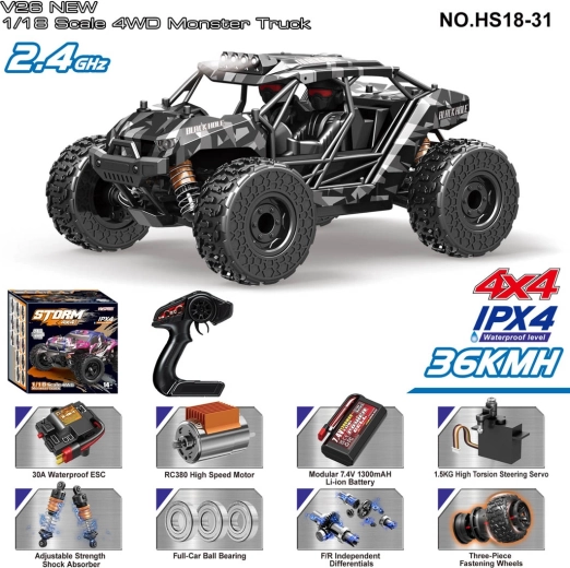 Mașină de teren RC Storm 1:18 cu tracțiune integrală