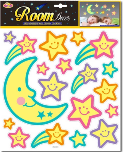 Decorațiuni autocolante luminoase cerul nopții – lună și stele