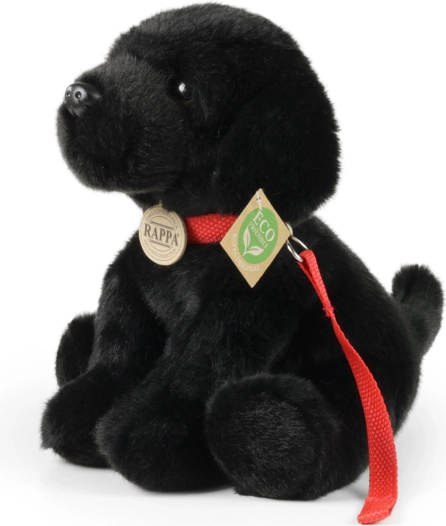 Rappa labrador de pluș negru cu lesă 28 cm eco‑friendly