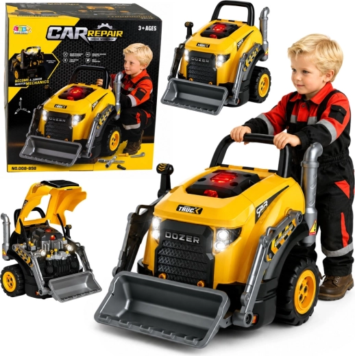 Buldozer de montaj pentru copii „micul mecanic”, cu lumini, sunete și abur