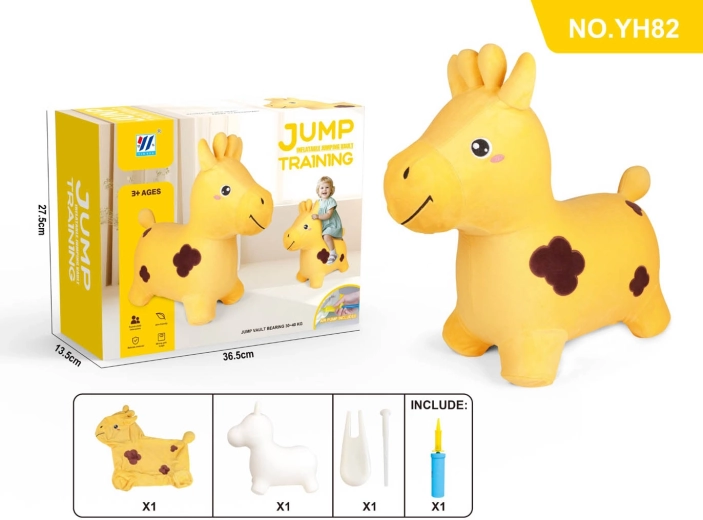 Girafă săritoare gonflabilă cu husă din pluș