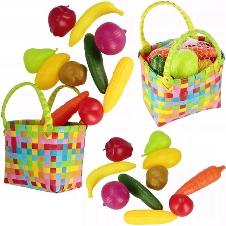 Set pentru copii cu fructe și legume în coș, 11 piese
