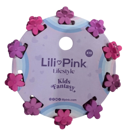 PINK set de cleștișori de păr floare roz și mov (10 buc)