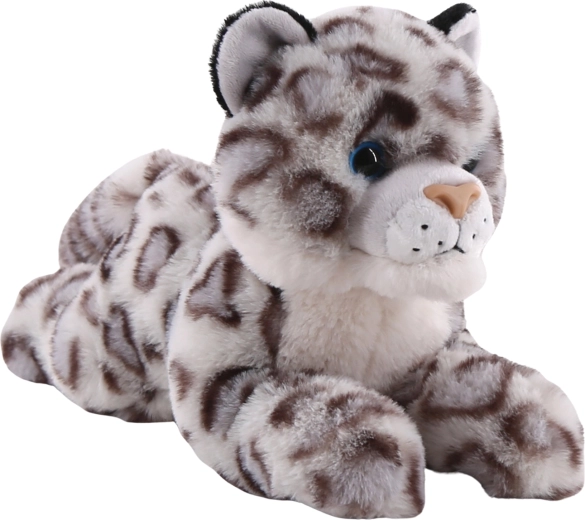 Leopard de zăpadă din pluș, culcat, 25 cm