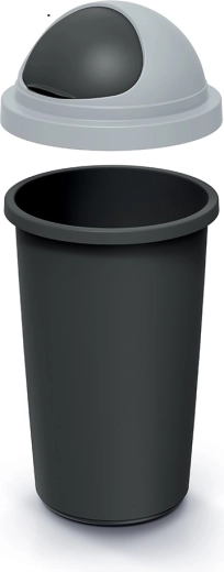 Coș de gunoi 50 l cu capac, negru reciclat și gri deschis