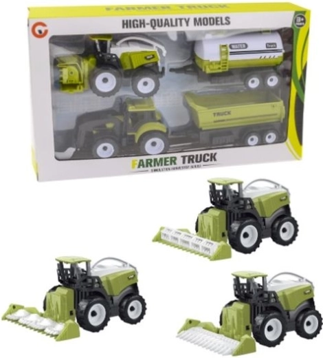 Set de vehicule agricole: combină și tractor cu remorci