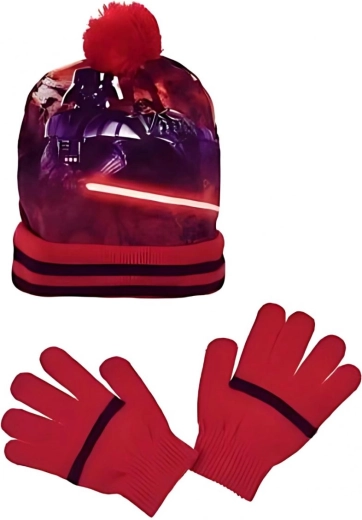 Star Wars căciulă și mănuși în culoarea roșie