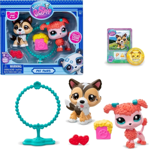 Hasbro Littlest Pet Shop Pet Pairs Jump n' Joy set de figurine cu căței și accesorii