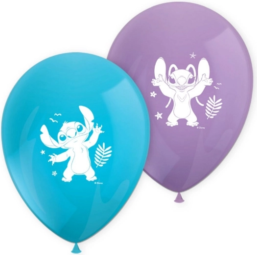 Baloane din latex DISNEY Stitch și Angel 28 cm, set 8 buc.