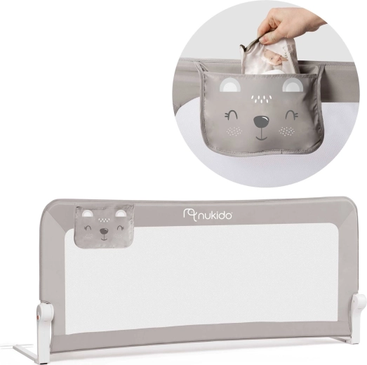 Barieră de pat pentru copii 150 × 66 × 35 cm Nukido – gri