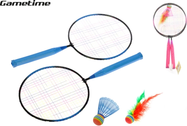 Set badminton GAMETIME – 2 rachete și 2 fluturași în husă tip plasă