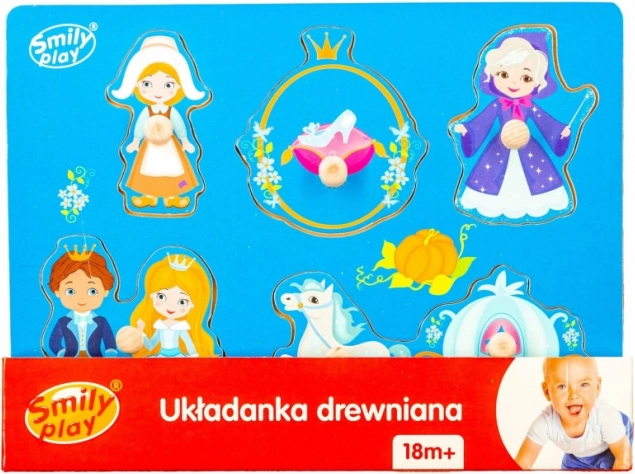 Puzzle din lemn cu piese de introdus Cenușăreasa