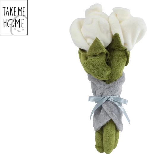 Buchet de trandafiri albi din pluș Take Me Home 22 cm - 1 bucată
