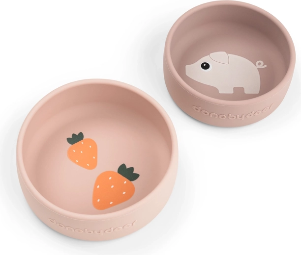 Done by Deer set de boluri din silicon Pigee, roz, 2 buc