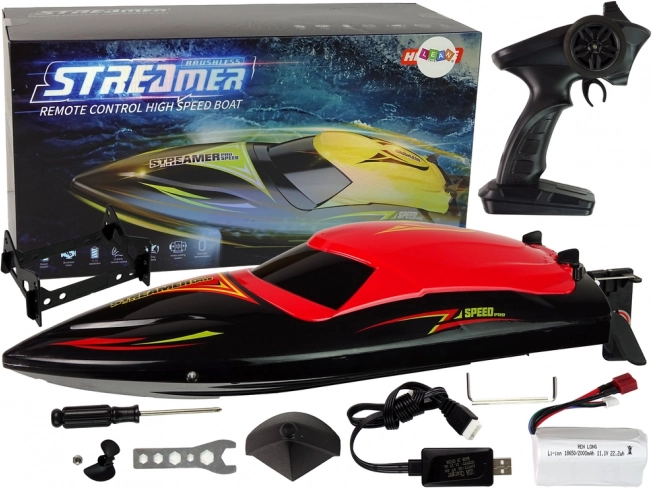 Barcă RC de viteză 2,4 GHz roșie 35 km/h