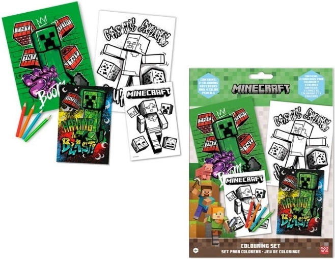 Set de colorat Minecraft cu autocolante