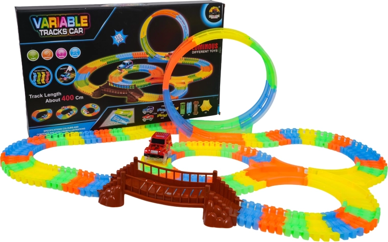 Pistă auto de curse luminoasă cu buclă 360°, 179 piese
