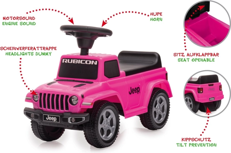 Mașinuță de împins pentru copii Jeep Gladiator roz