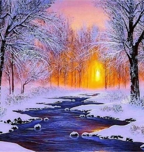 Norimpex pictură cu diamante Pârâu iarna 30 × 40 cm
