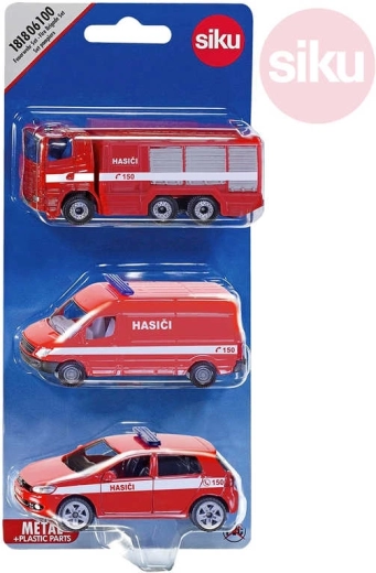 SIKU set de vehicule de pompieri CZ în blister (3 buc.)