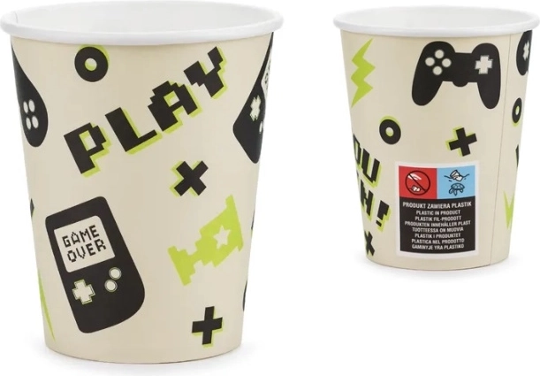 Pahare de hârtie Gamer 220 ml, mix de designuri