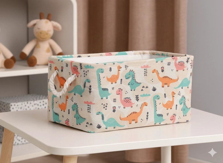 Coș textil de depozitare cu dinozauri 26 × 36 × 20 cm