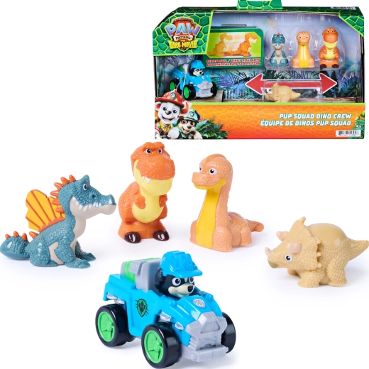 Spin Master Paw Patrol: The Dino Movie – set Rex cu vehicul și figurine de dinozauri