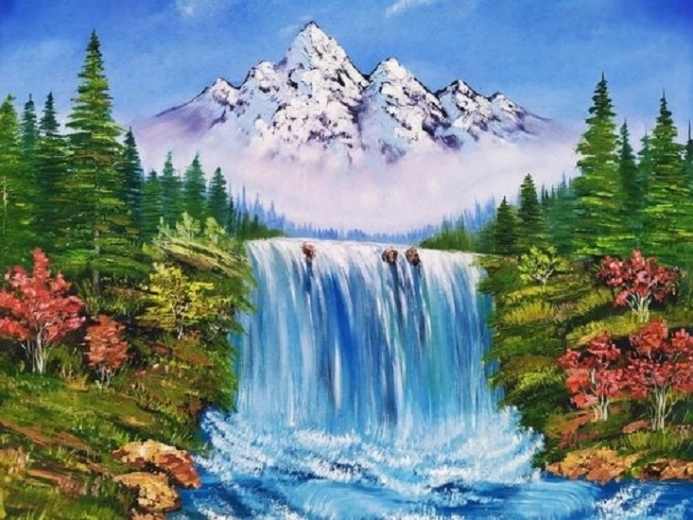 Norimpex pictură cu diamante Munte deasupra cascadei toamna 30 × 40 cm