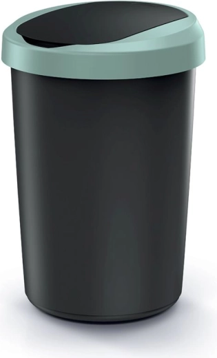 Coș de gunoi Compacta R Flap 40 l – negru reciclat cu capac verde deschis