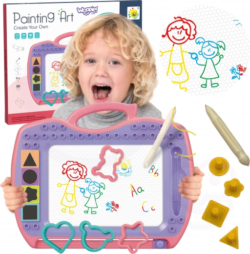 Woopie tablă magnetică de desen cu ștampile și șabloane