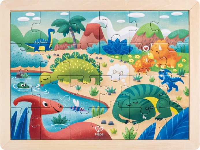 Puzzle cu dinozauri de colorat