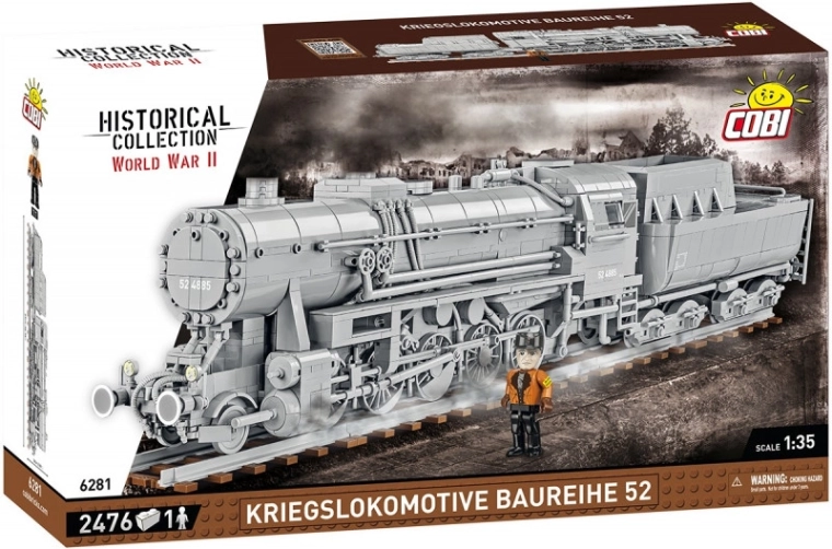 Cobi 6281 World War II 1:35 Locomotivă cu abur Parní lokomotiva Kriegslokomotive Baureihe 52 cu tender