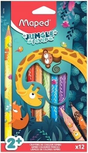 Creioane cerate jumbo Jungle Fever, set 12 buc.