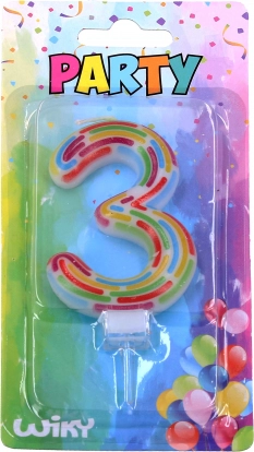 Lumânare de petrecere numărul 3 cu dungi