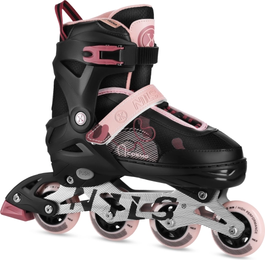 Patine cu rotile NILS Extreme roz pentru copii, reglabile – M (34-37)