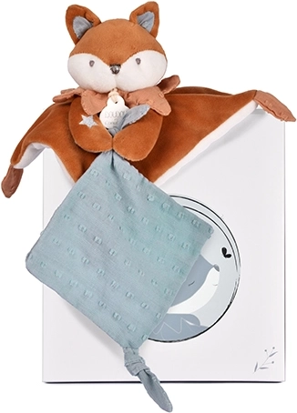 Set cadou Doudou – vulpița de pluș Timo cu păturică și prindere pentru suzetă, 20 cm
