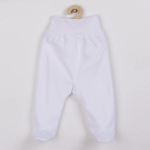 Pantaloni bebeluș tip half-dupa New Baby Classic II albi