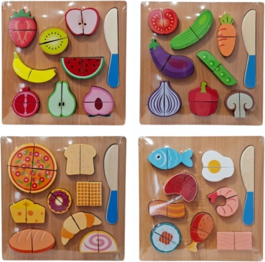 Puzzle din lemn cu alimente și cuțit (variantă aleatorie) - 1 bucată