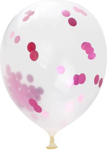 Baloane cu confetti roz 30 cm (5 buc) TORO