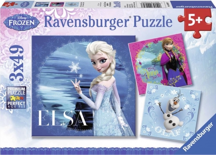 Puzzle Ravensburger Regatul de Gheață: Elsa, Anna și Olaf 3×49 piese