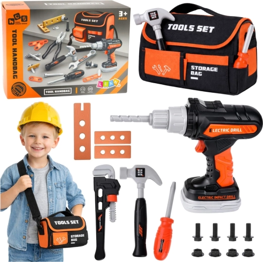 Set de unelte pentru copii cu geantă și șurubelniță electrică, 25 piese