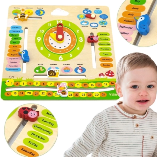 VIGA calendar educațional din lemn pentru copii – engleză