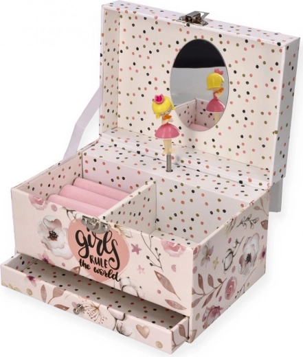 Căsuță de bijuterii cu mecanism muzical Balerină – roz floral