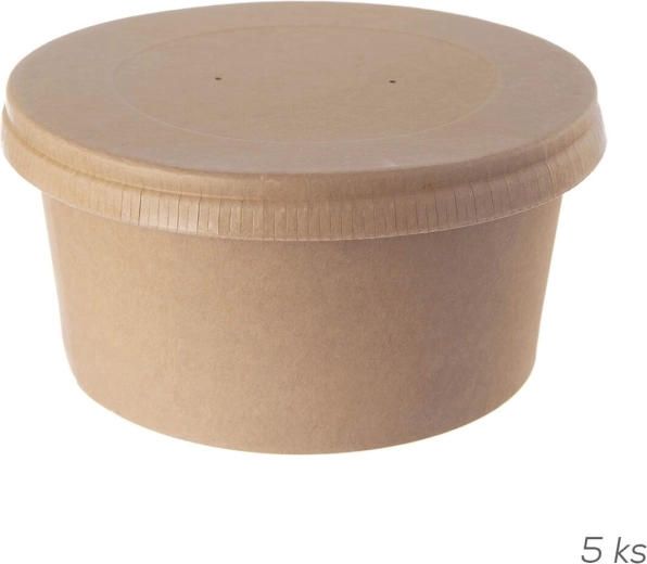 Bol din hârtie/PE Nature cu capac 14,5 cm (5 buc)