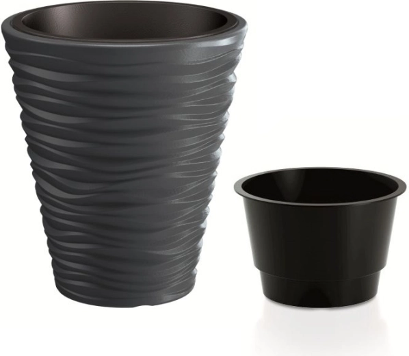 Ghiveci Sand cu insert 34,5 cm antracit