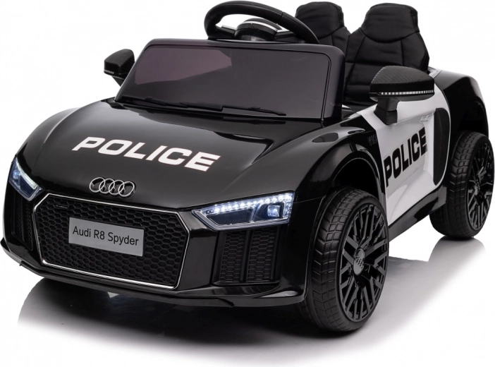 Mașinuță de poliție pentru copii AUDI R8 pe baterii, cu telecomandă, roți EVA, pornire lină, MP3 și LED