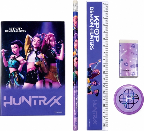 Set școlar de scris în 5 piese KPop Demon Hunters Huntrix – mov