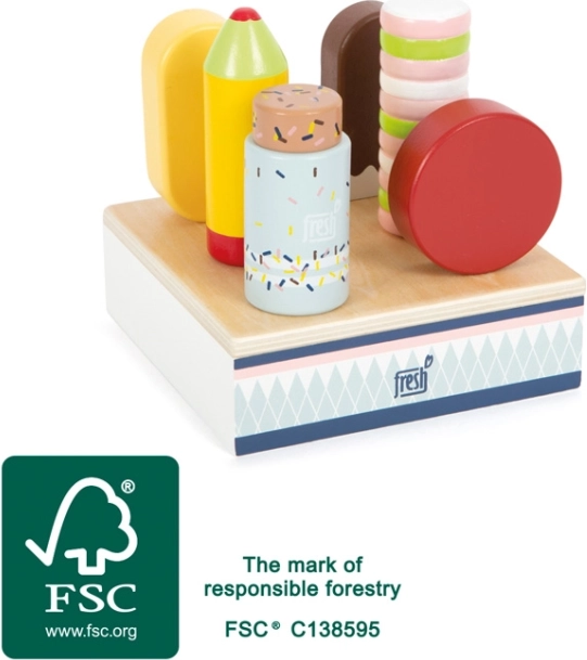 Set de înghețate din lemn fresh – suport cu 6 înghețate