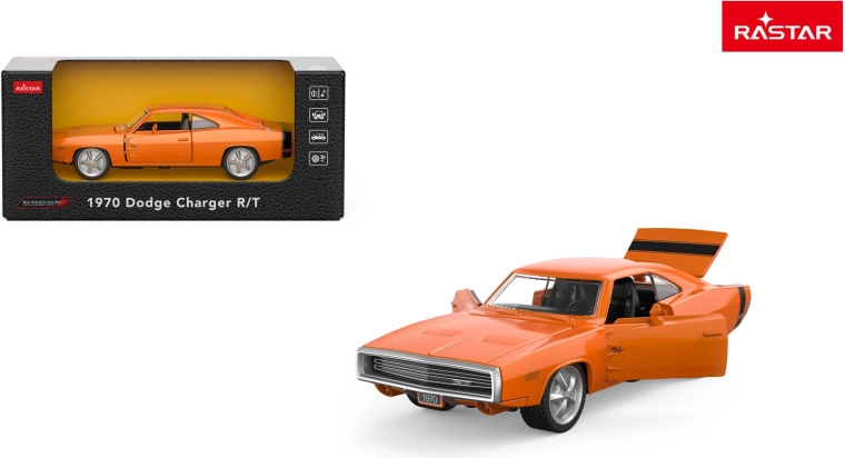 Mașinuță metalică Rastar 1970 Dodge Charger R/T 1:36 portocalie - 1 bucată